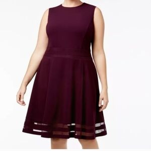 Calvin Klein Fit And Flare Purple Sleeveless Dress with Black Stripes 8